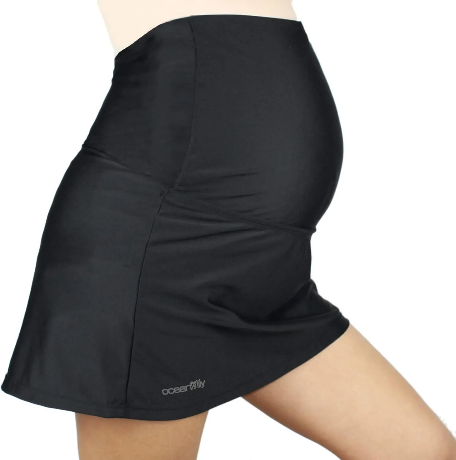 Oceanlily High Waist Over The Belly Maternity Swimwear Swim Skirt-Swim Brief Attached