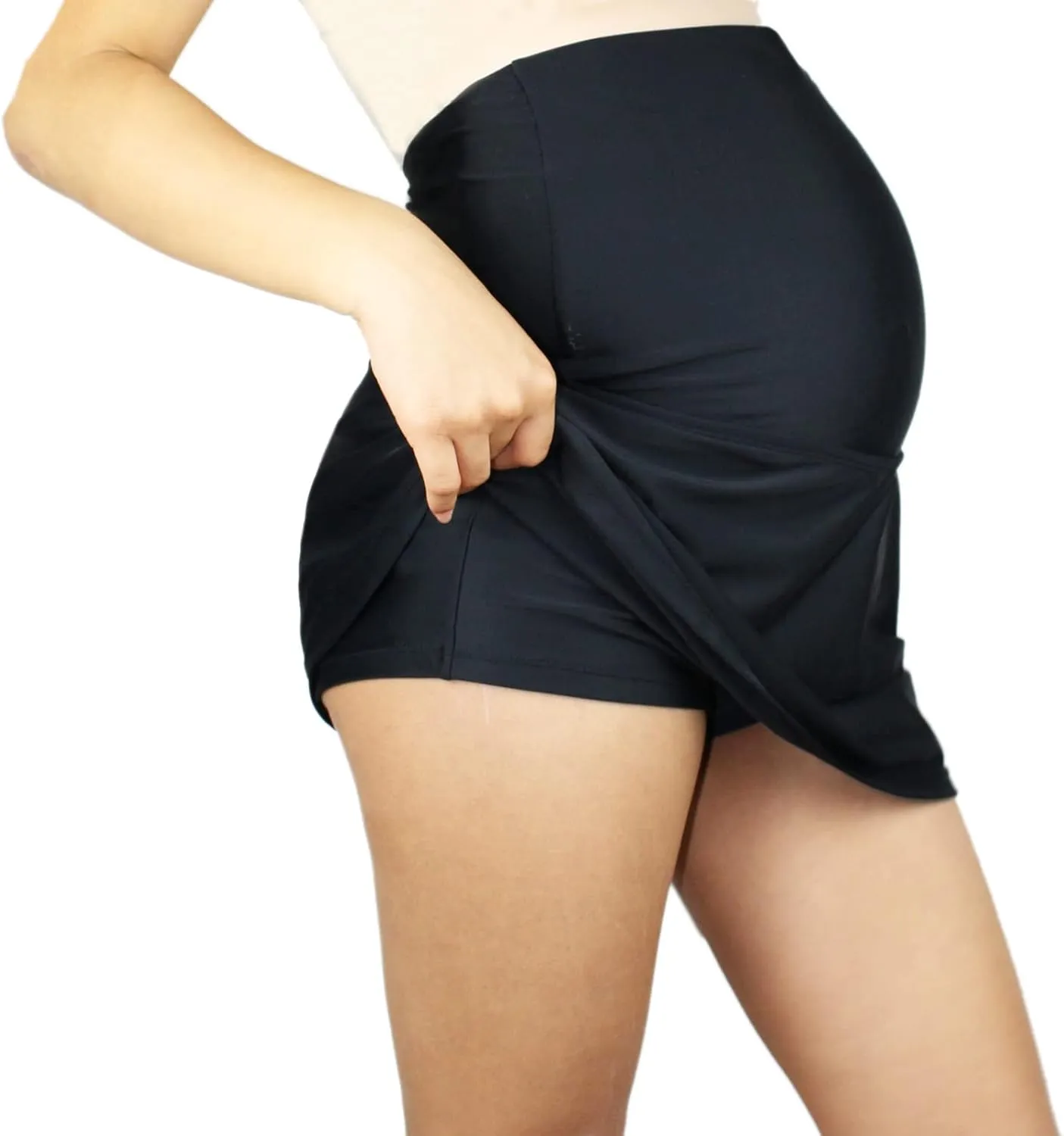 Oceanlily High Waist Over The Belly Maternity Swimwear Swim Skirt-Swim Brief Attached