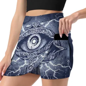 Odin's Eye Women's Skort Athletic Skirt Golf Skorts A-line Skirts with Built-in Shorts Pockets