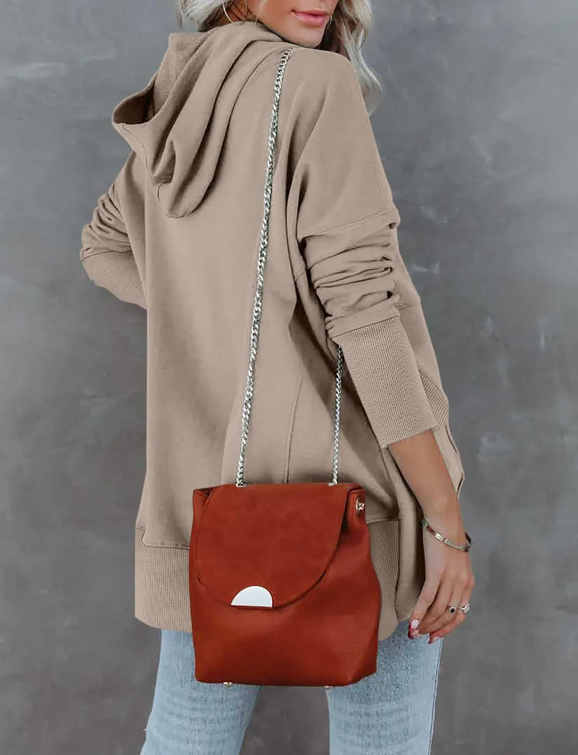 onlypuff Womens Oversized Hoodies and Sweatshirt V Neck Button up Loose Fit Henley Shirt 2022 Fall Fashion