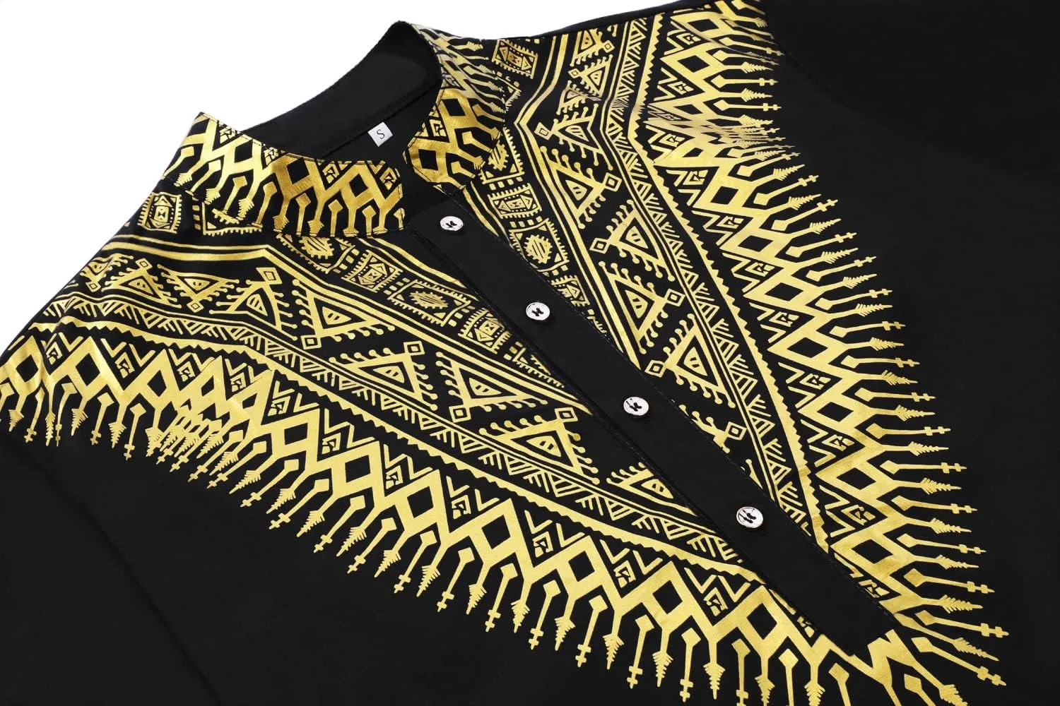 Pacinoble Mens African 2 Piece Set Metallic Traditional Suit Floral Printed Mens African Dashiki Shirt and Pants Outfit