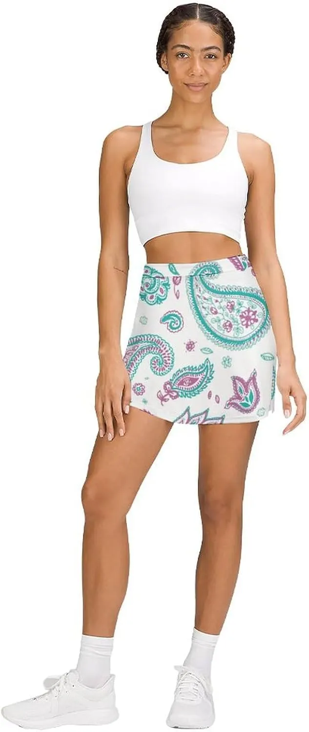 Paisley Pattern Women's Skort Athletic Skirt Golf Skorts A-line Skirts with Built-in Shorts Pockets