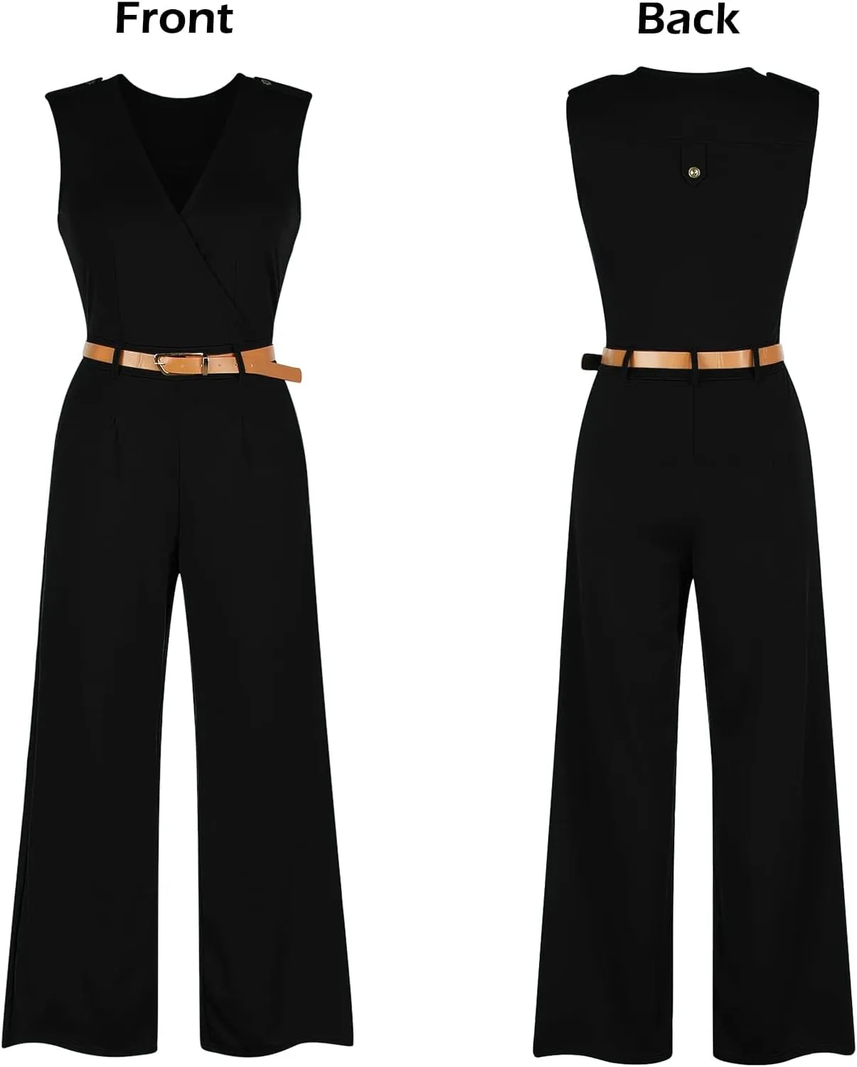 Pink Queen Jumpsuits for Women Dressy V Neck Sleeveless Wide Leg Long Pants Rompers