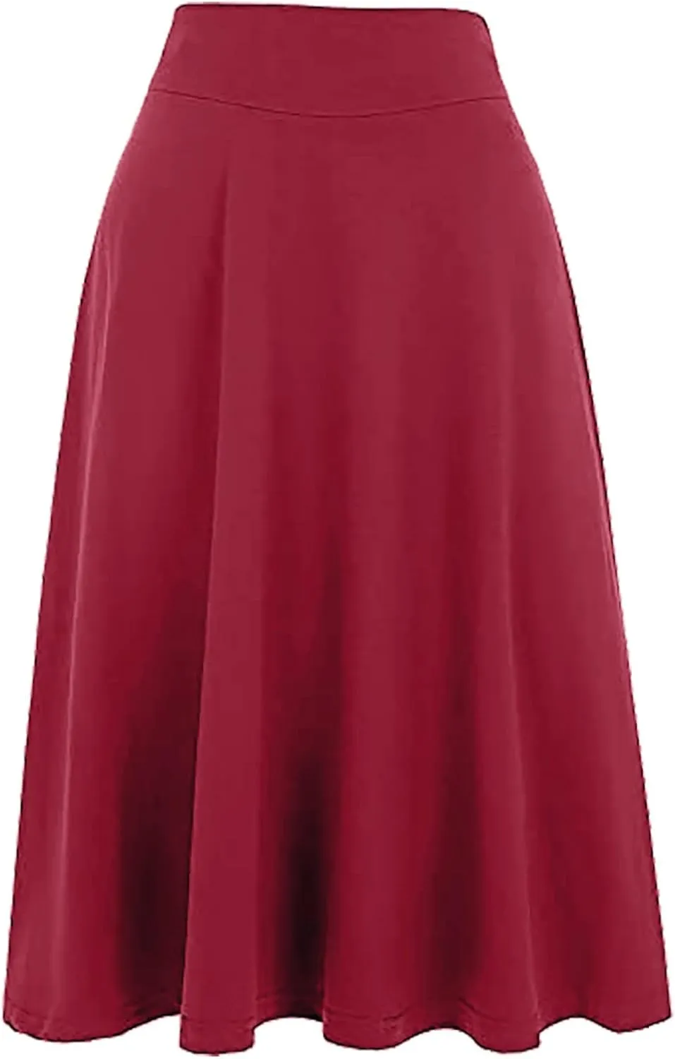 Pleated Midi Skirts for Women, 2024 Summer Fashion Long High Waisted Flare Casual Stretch Knit Knee Length Skirt