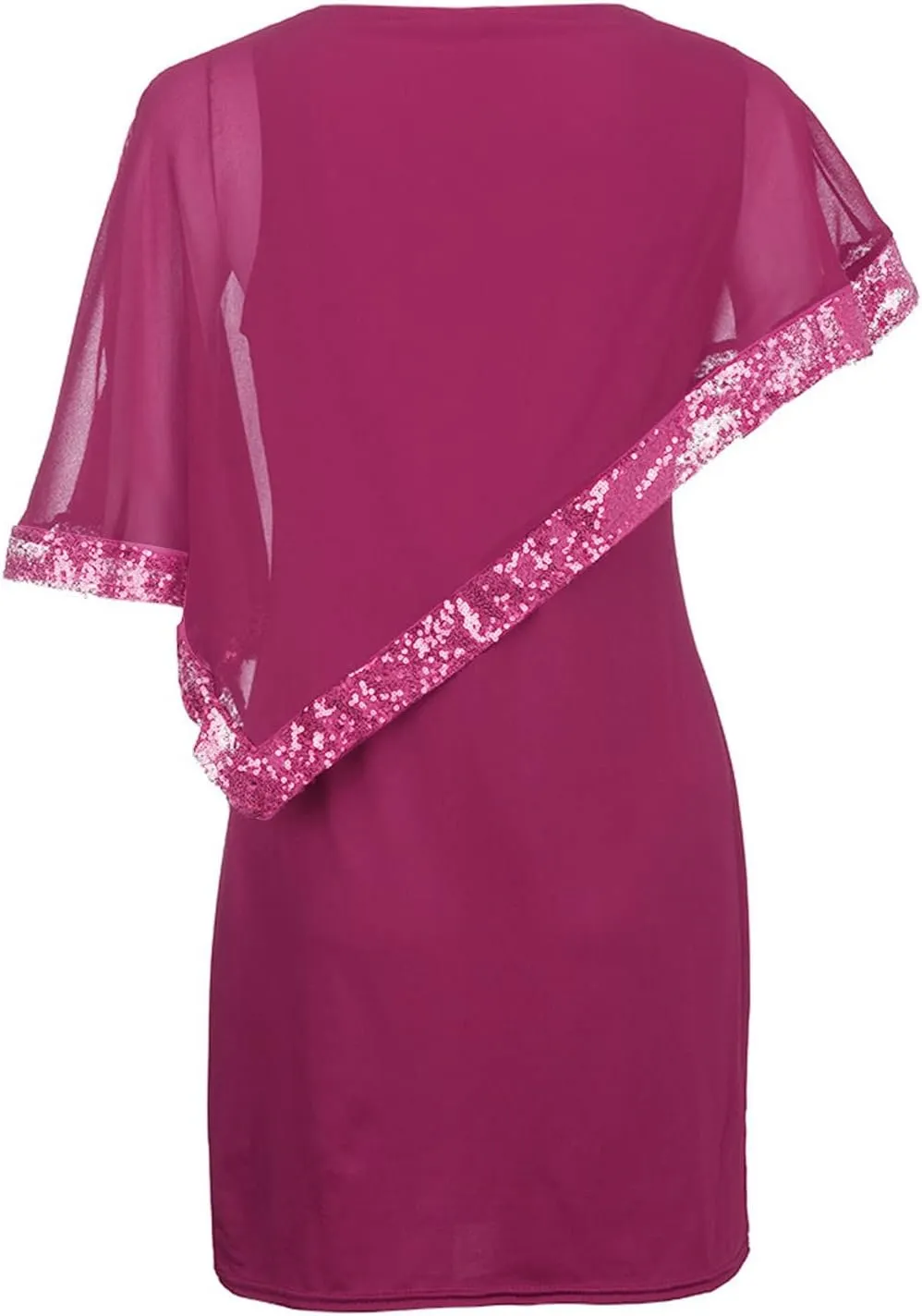 Plus Size Dresses for Curvy Women,2024 Trendy Irregular Chiffon Cape Wedding Guest Dress,Elegant Bodycon Midi Pencil Dress
