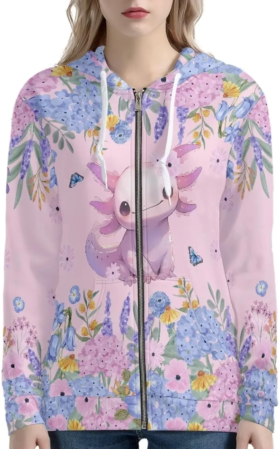 Poceacles Hoodies for Women Zip Up Jacket Coat Long Sleeve Shirt Hooded Cardigan Sweatshirt Fall Outfits Streetwear