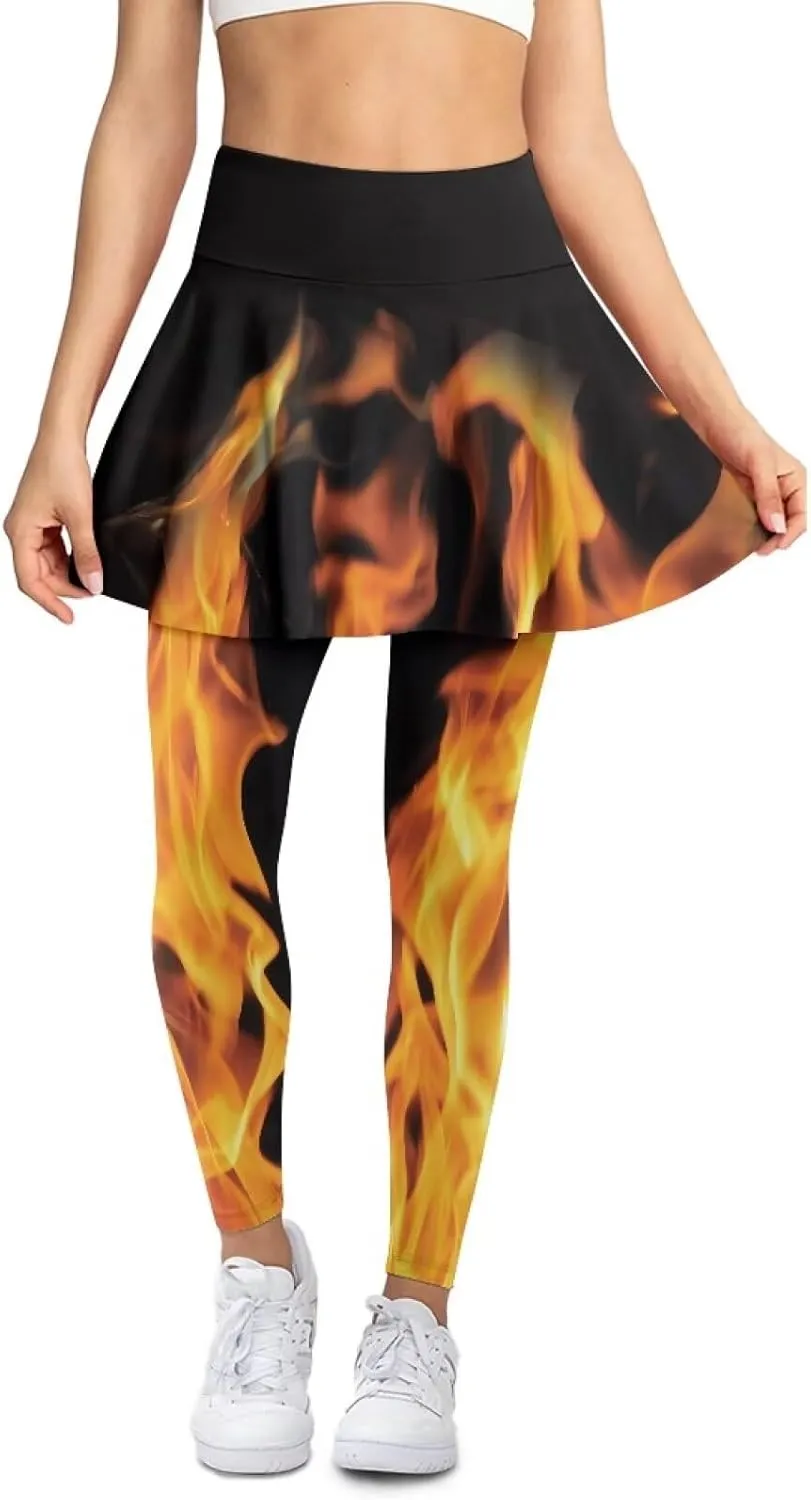 POLERO Yoga Skirted Leggings for Women Tummy Control Vintage Golf Tennis Pants Athletic Outfits