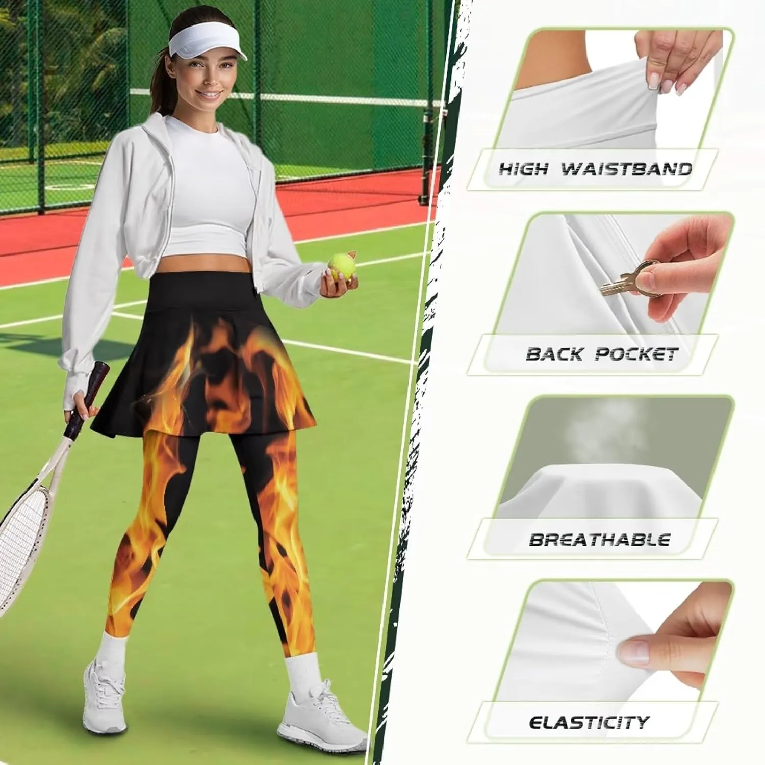 POLERO Yoga Skirted Leggings for Women Tummy Control Vintage Golf Tennis Pants Athletic Outfits