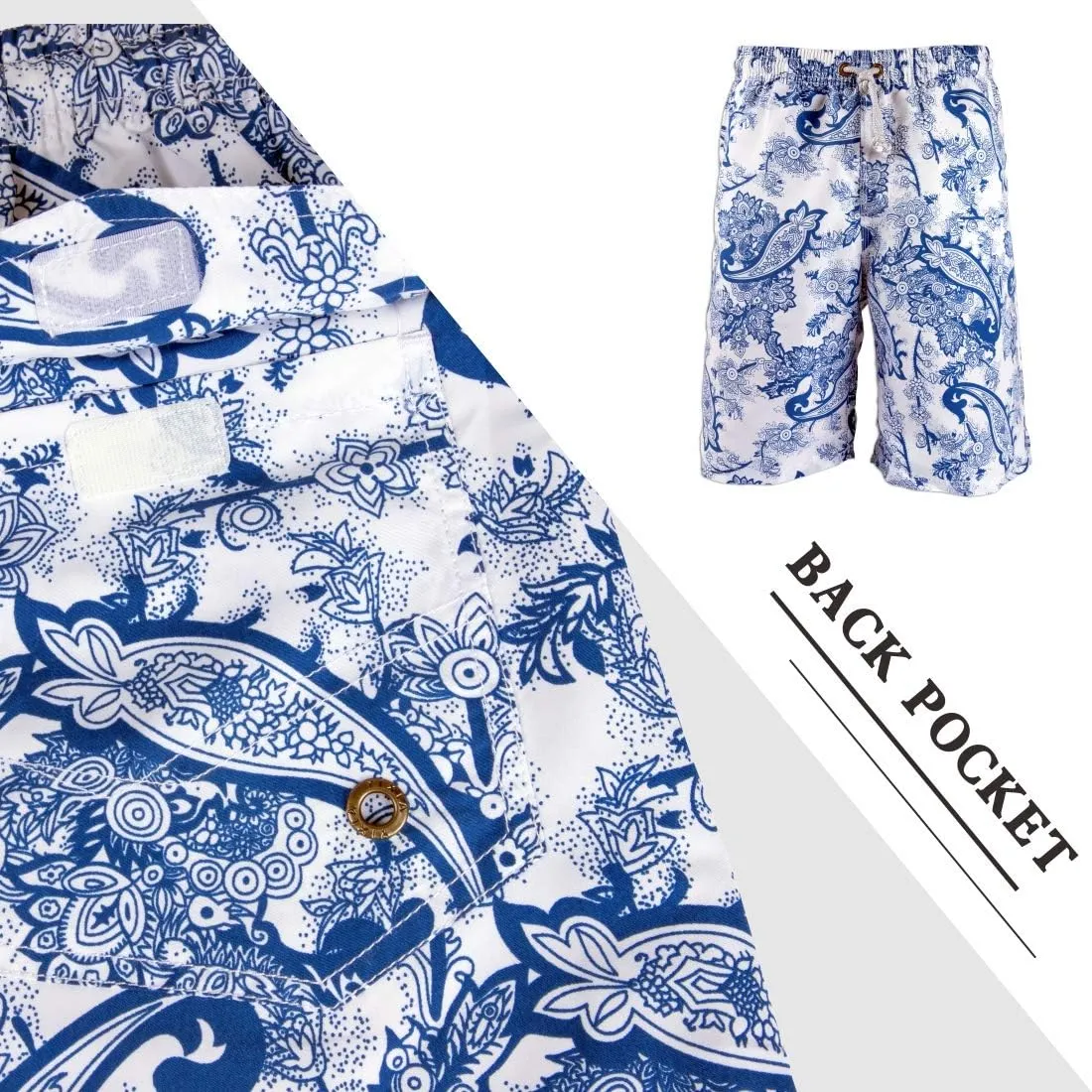 PREFER TO LIFE Men's Board Shorts, Quick Dry Swimwear Beach Holiday Party Bermuda Swim Big Pants 