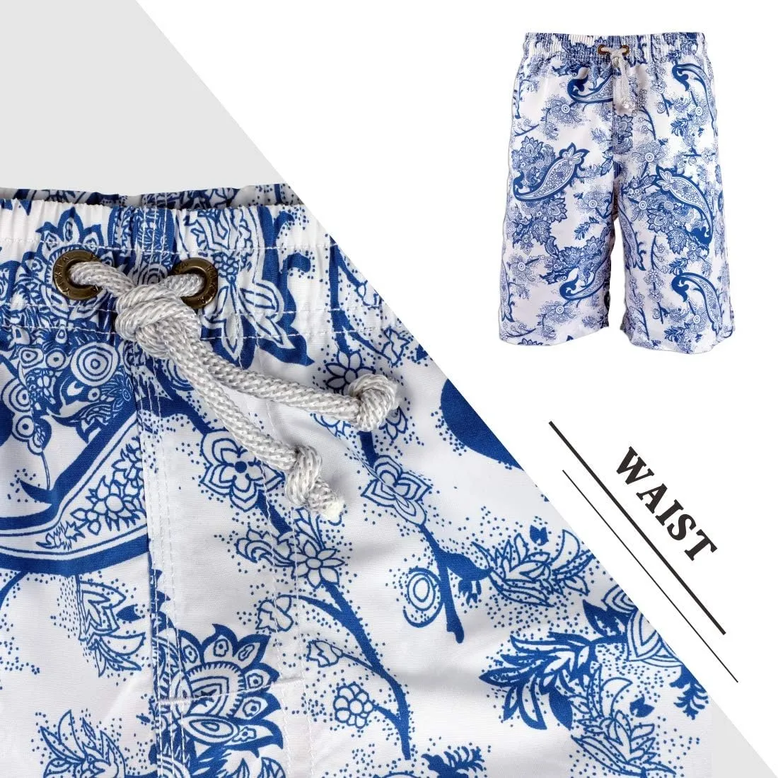 PREFER TO LIFE Men's Board Shorts, Quick Dry Swimwear Beach Holiday Party Bermuda Swim Big Pants 