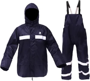 Rain Suits for Men Women Waterproof Fishing Rain Jacket Bib Pants Lightweight Reflective 3-Piece Rain Gear