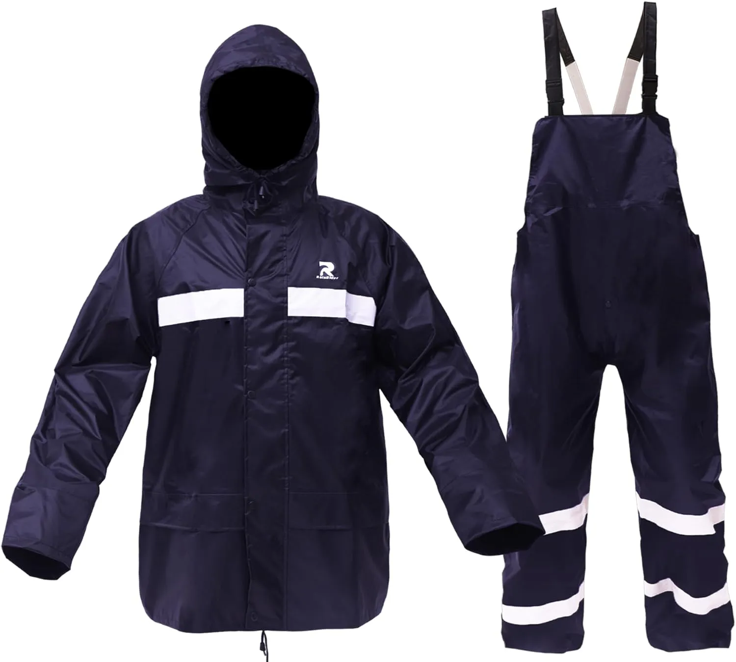 Rain Suits for Men Women Waterproof Fishing Rain Jacket Bib Pants Lightweight Reflective 3-Piece Rain Gear