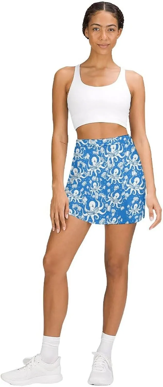 Reading Octopus Tentacles Women's Skort Athletic Skirt Golf Skorts A-line Skirts with Built-in Shorts Pockets