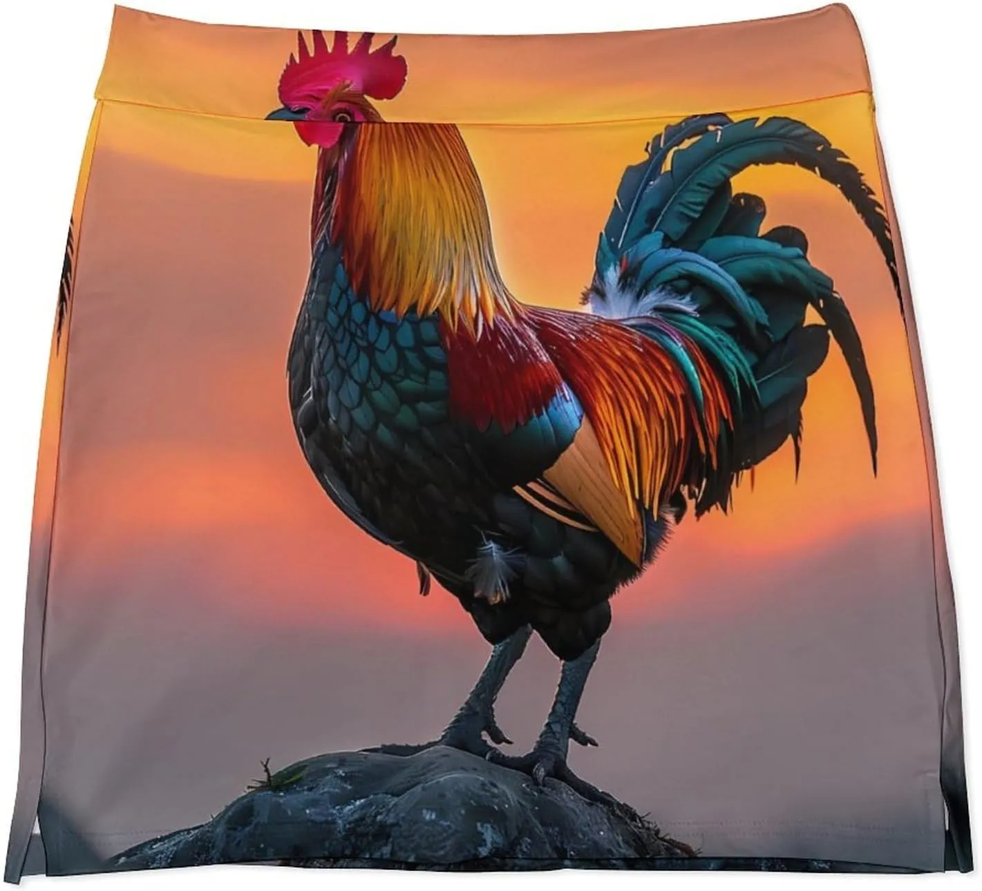 Rooster Sunrise Women's Skort Athletic Skirt Golf Skorts A-line Skirts with Built-in Shorts Pockets