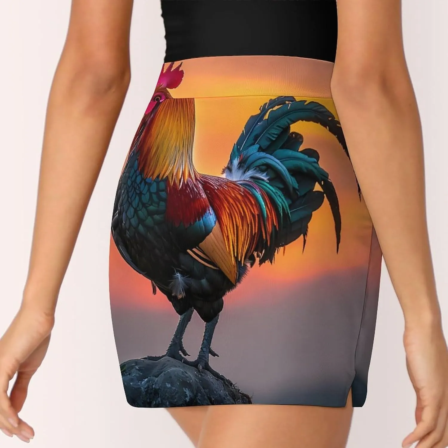 Rooster Sunrise Women's Skort Athletic Skirt Golf Skorts A-line Skirts with Built-in Shorts Pockets