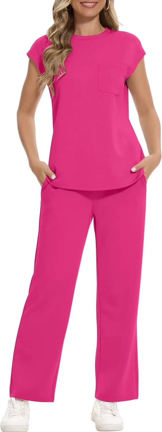RUBZOOF Lounge Sets for Women 2 Piece Track Suits Outfits 2025 Travel Summer Casual Outfit Sets Matching Pants Set Clothing