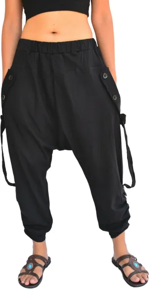 Sakoonee Harem Pants Men Women Casual Yoga Capri Lounge Trousers, Shorts 2 Pockets, Elastic Waist