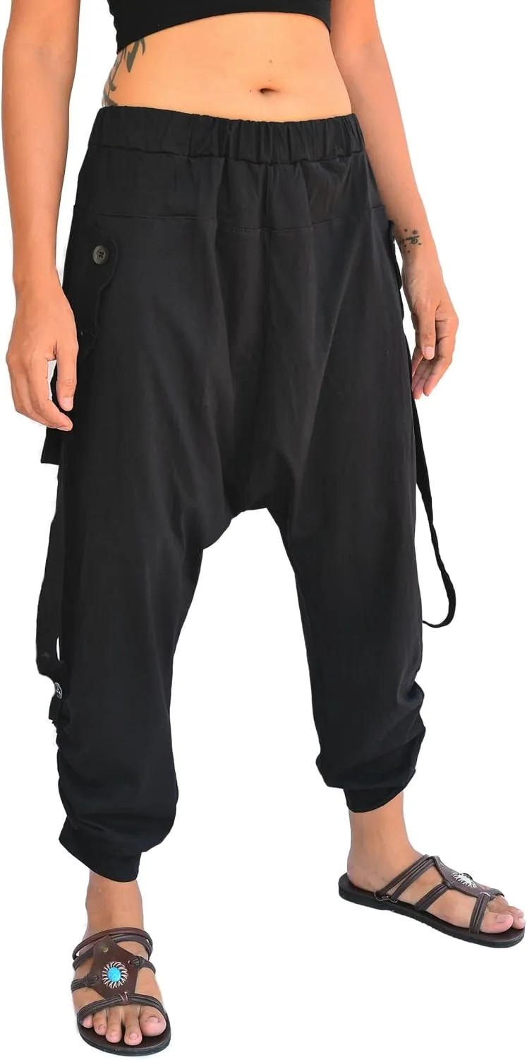 Sakoonee Harem Pants Men Women Casual Yoga Capri Lounge Trousers, Shorts 2 Pockets, Elastic Waist
