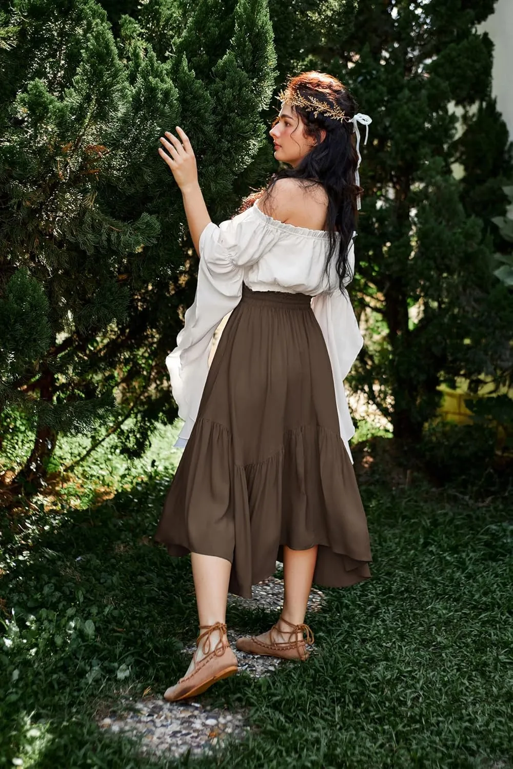 Scarlet Darkness Maxi Skirts for Women High Waist Renaissance Skirt Long Skirt with Pockets