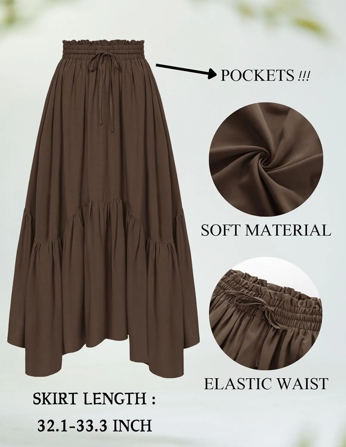 Scarlet Darkness Maxi Skirts for Women High Waist Renaissance Skirt Long Skirt with Pockets