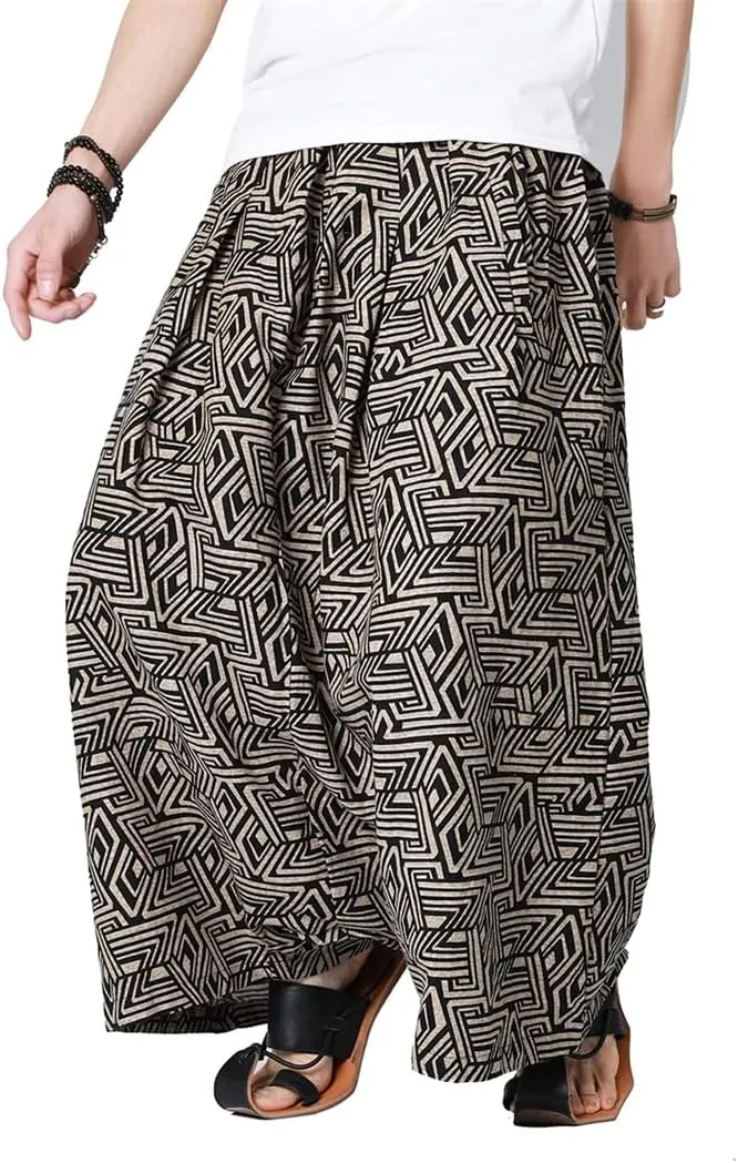 Seidarise Men's Harem Pants Hip hop Joggers Baggy Wide Leg Pants Casual Harem Linen Japanese Yoga