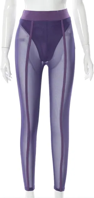 Sexy See-through Black High Waist Long Trousers Casual Sweatpants Women Elastic Pencil Pants Mesh Leggings