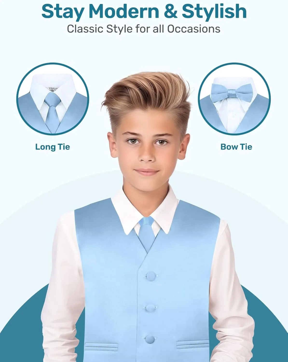 S.H. Churchill & Co. Boy's 4 Piece Vest Set, with Bow Tie, Neck Tie & Pocket Hankie