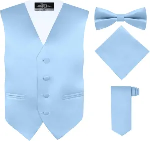 S.H. Churchill & Co. Boy's 4 Piece Vest Set, with Bow Tie, Neck Tie & Pocket Hankie