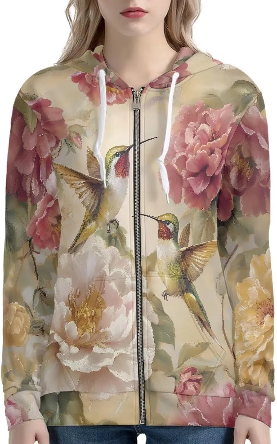 Showudesigns XS-5XL Zip Up Hoodie for Women Sweatshirt Pullover