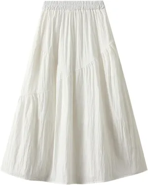 Skirts for Women Trendy Summer 2024 Midi Skirt High Waisted Boho Beach Casual Pleated A-Line Swing Flowy Long Skirts