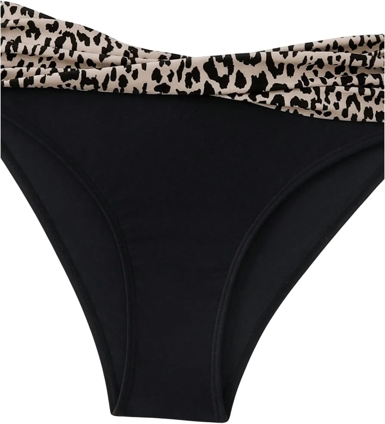 SOLY HUX Bikini Sets for Women Leopard Print Color Block Twist Bandeau Bathing Suit Two Piece Swimsuit