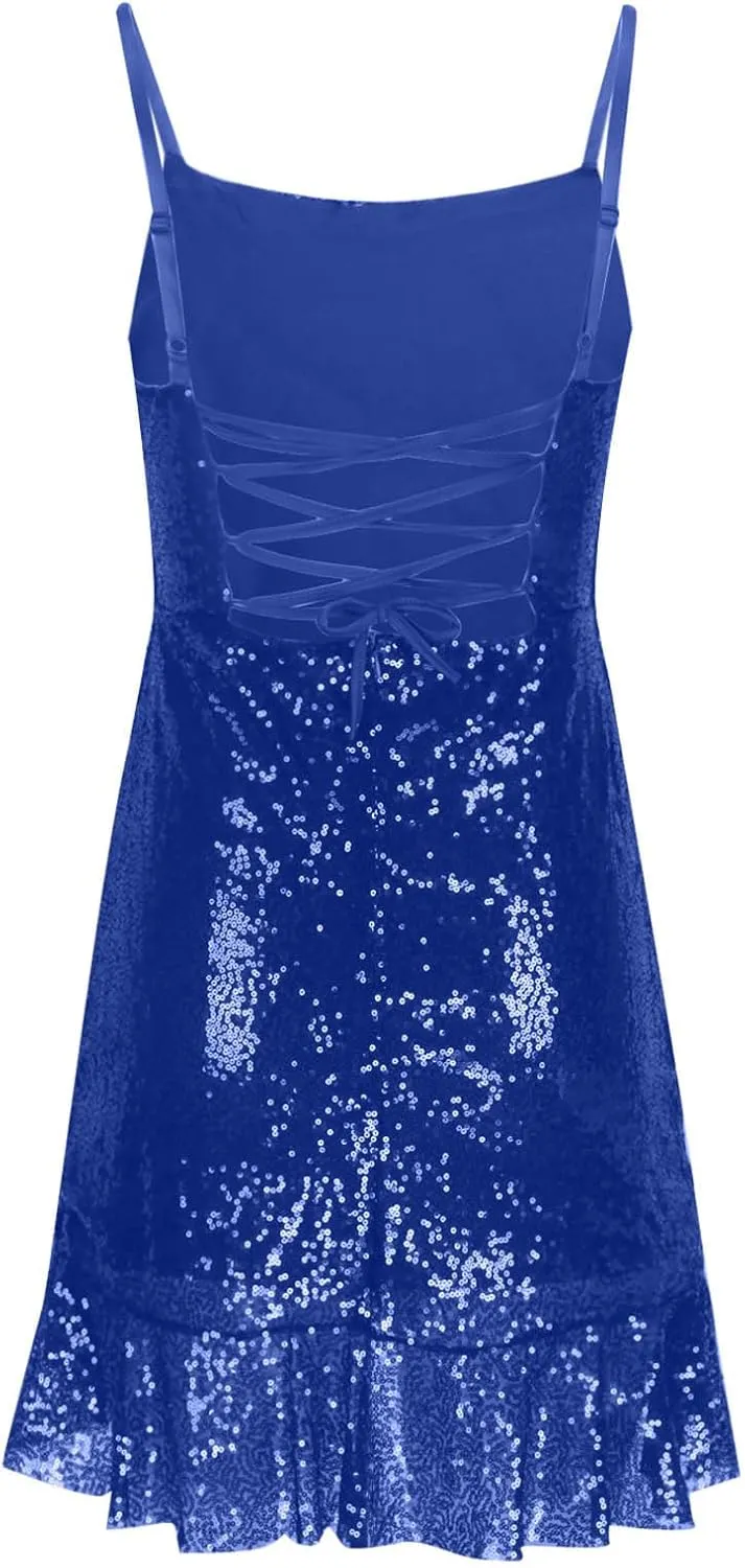 Sparkly Sequin Homecoming Dresses for Womens 2025 Spaghetti Straps Short Mini Prom Cocktail Gowns