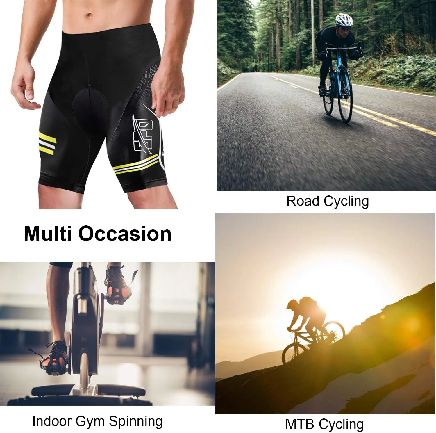 sponeed Men's Cycling Padded Shorts Men Bike Short Pants Cycle Spandex Tights Biking Wear