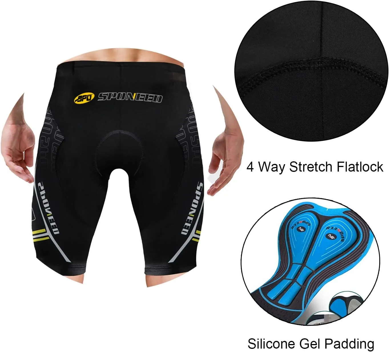 sponeed Men's Cycling Padded Shorts Men Bike Short Pants Cycle Spandex Tights Biking Wear