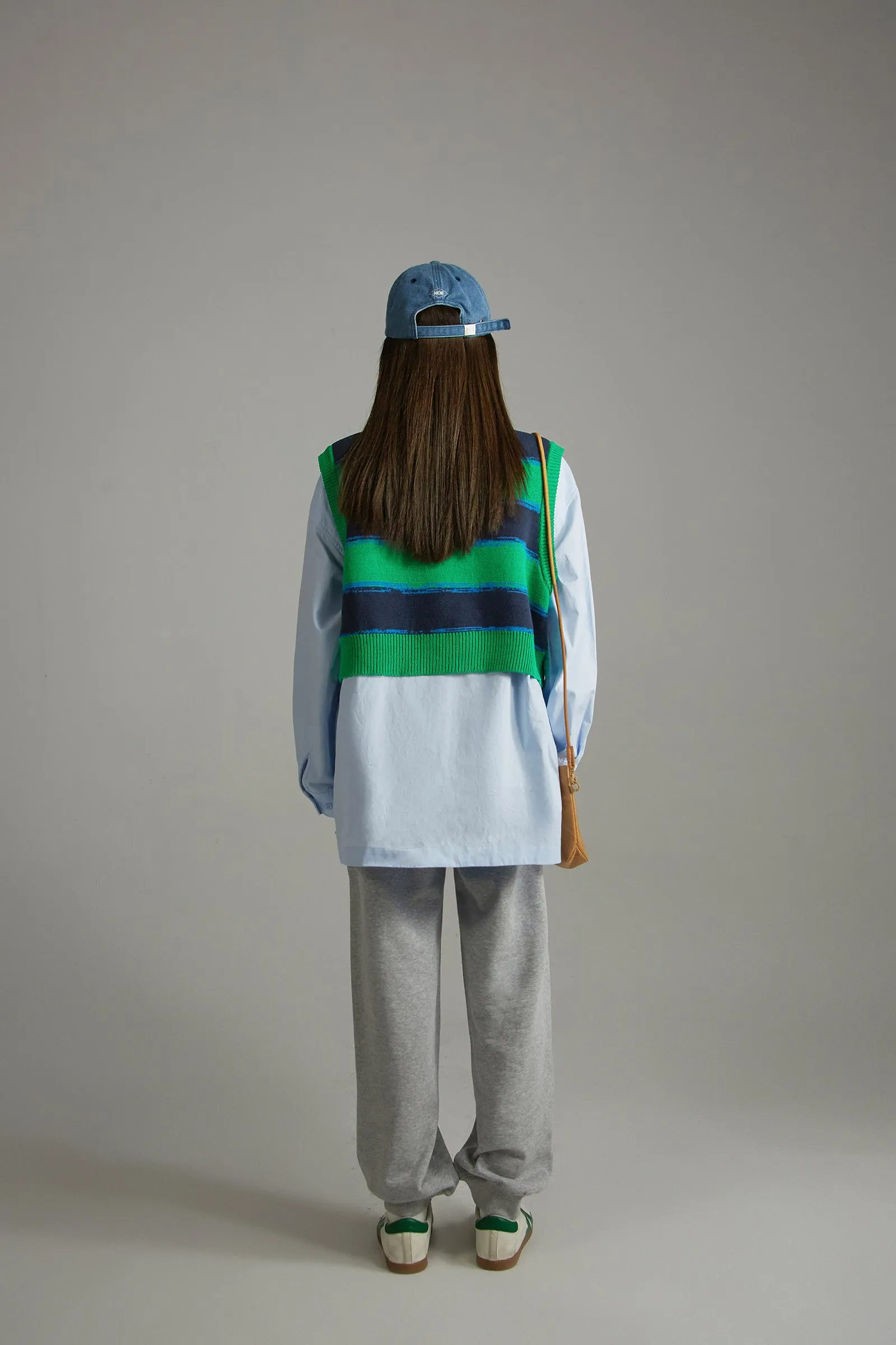 Striped Round-Neck Knit Vest