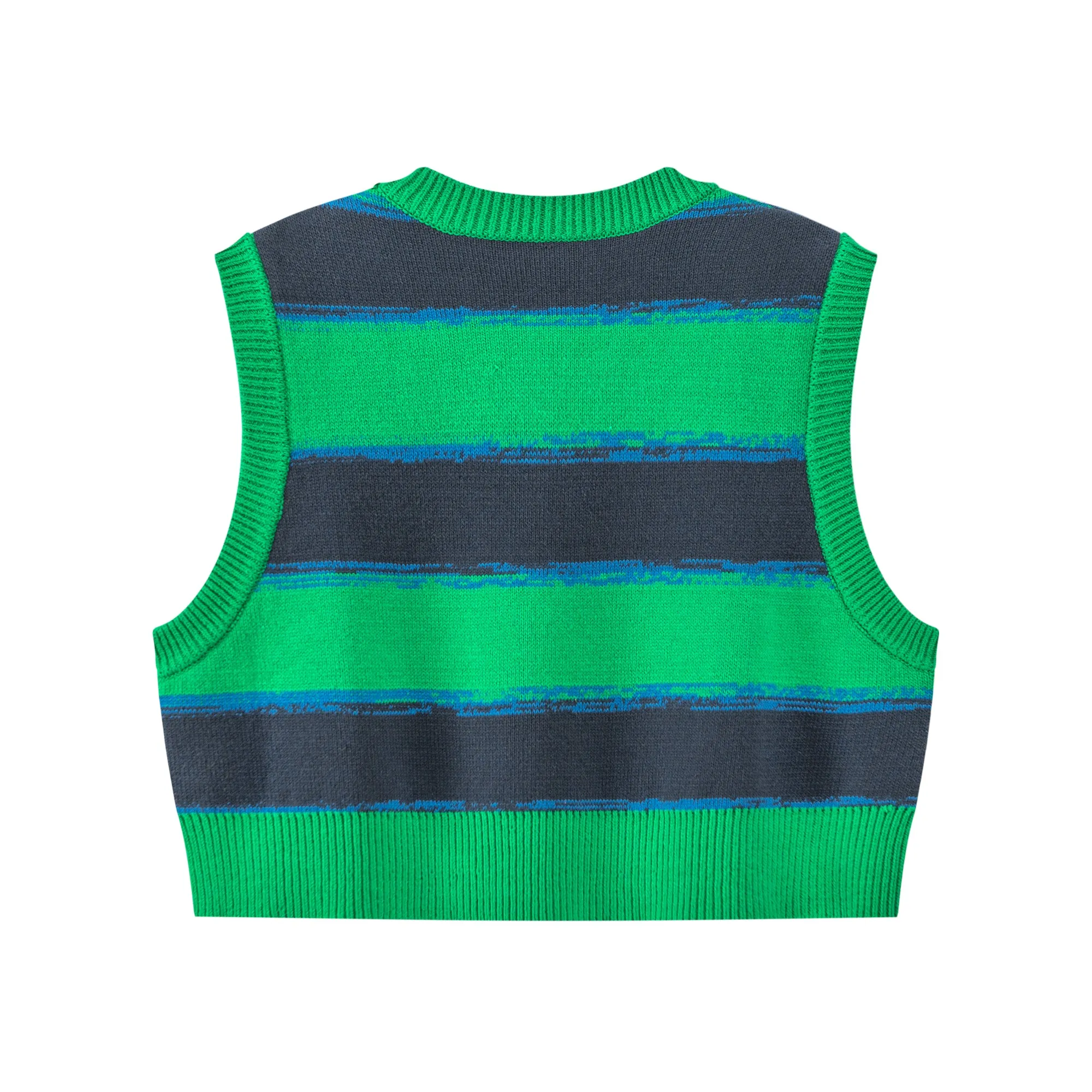 Striped Round-Neck Knit Vest