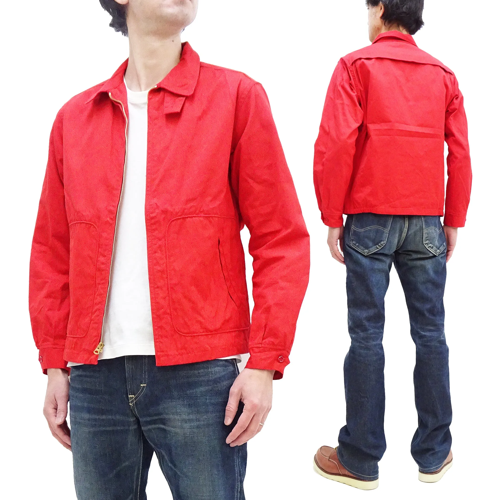 Sugar Cane Jacket Men's Casual 1950s Style Lightweight Unlined Cotton Jacket SC15293 165 Red