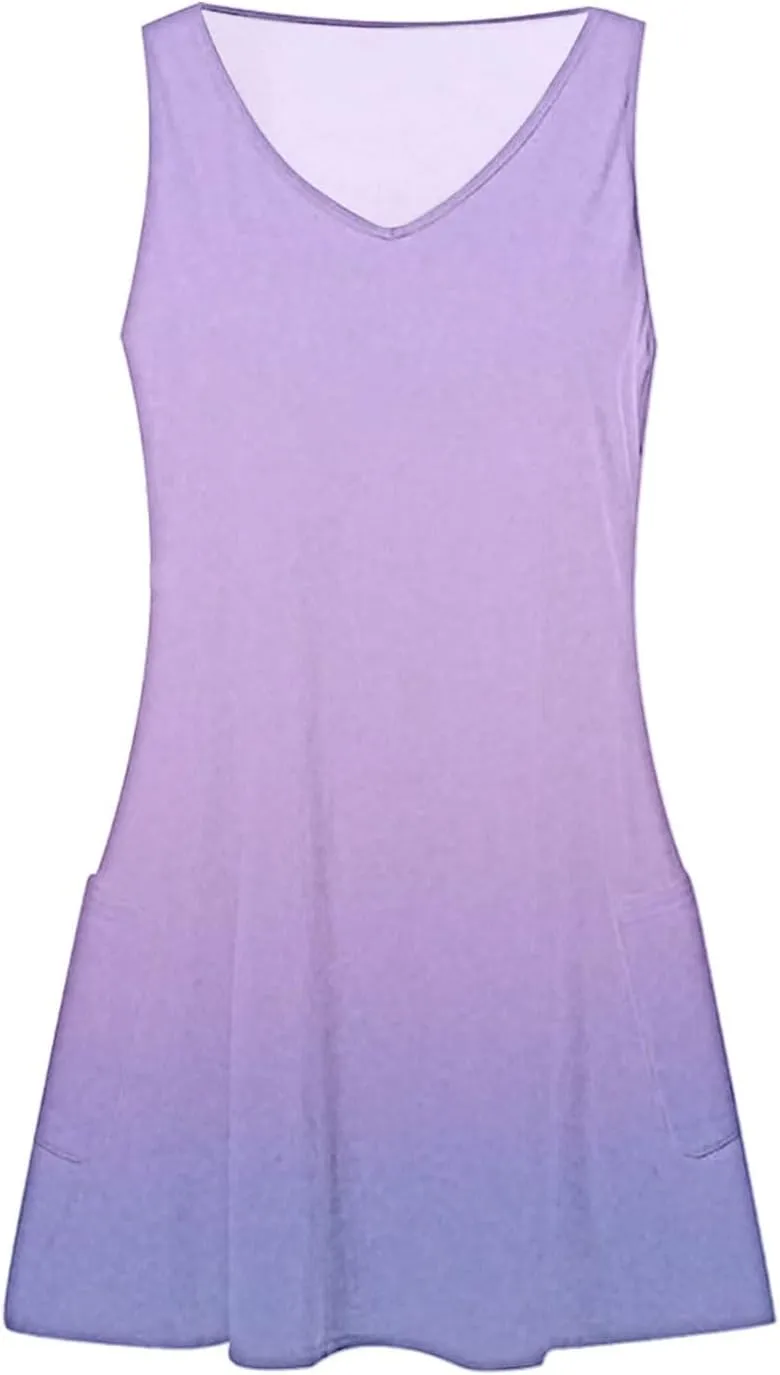 Summer Dresses for Women 2025 Casual Loose V Neck Sleeveless Sundresses Boho Tank Hawaiian Beach Dresses with Pockets