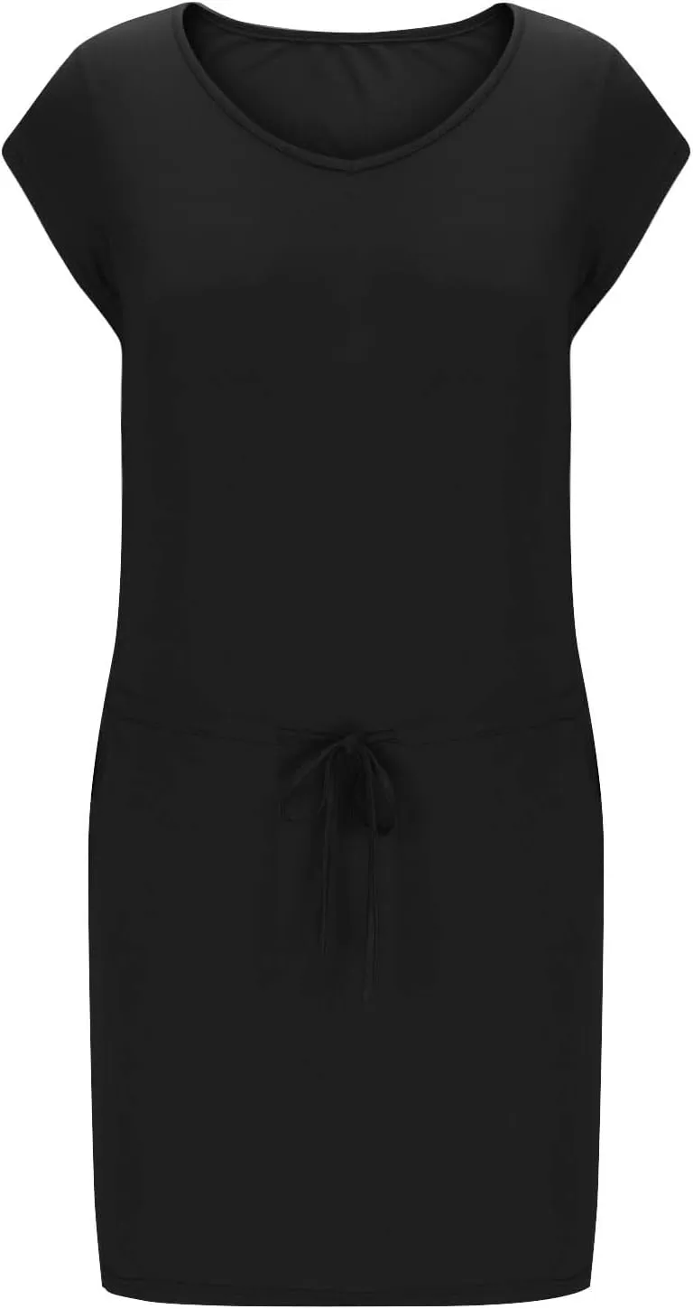 Summer Dresses for Women 2025 Casual V-Neck Short Sleeve Sundress Ladies Fashion Work Mini Dresses with Pockets