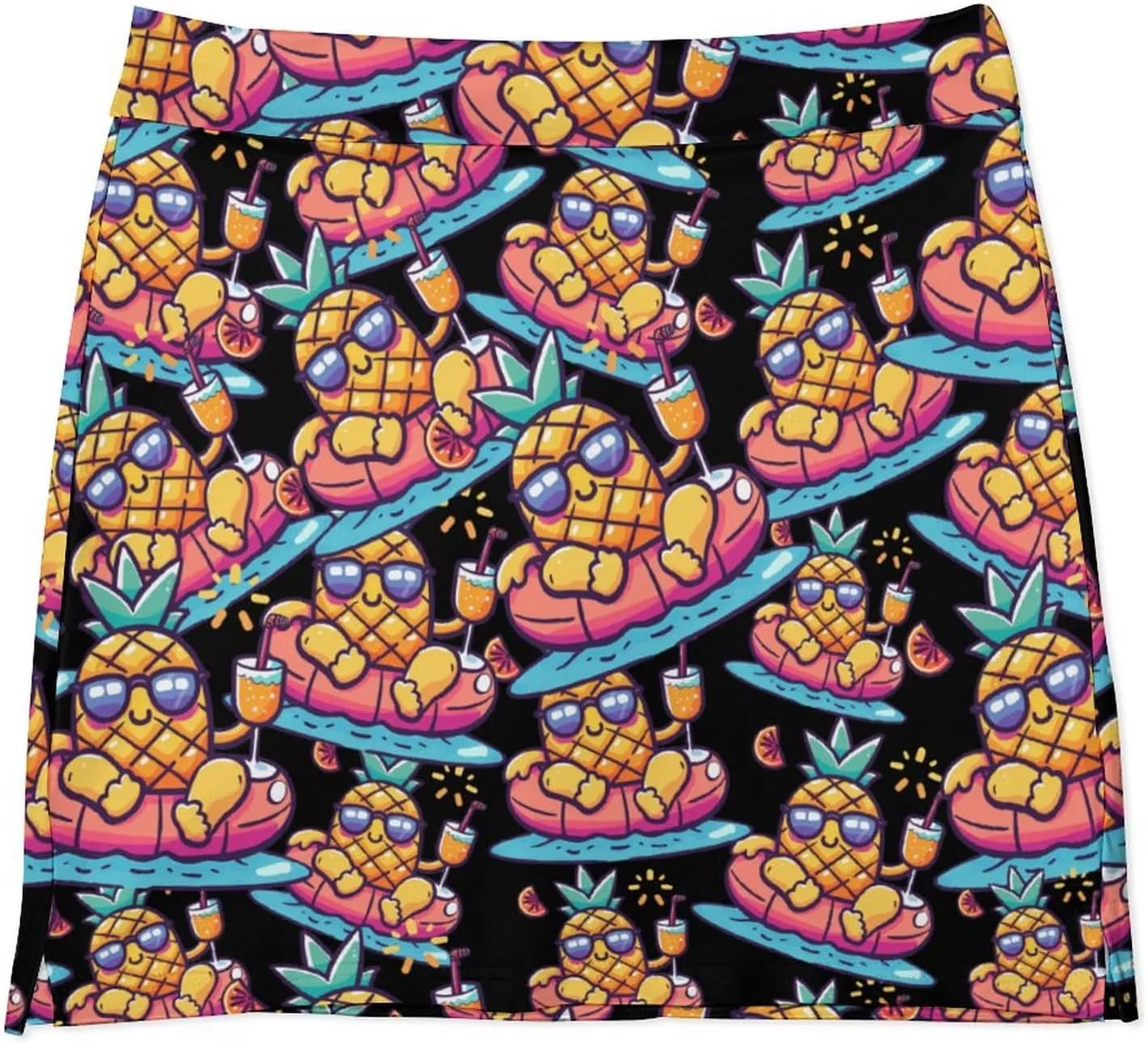 Summer Pineapple Orange Juice Women's Skort Athletic Skirt Golf Skorts A-line Skirts with Built-in Shorts Pockets