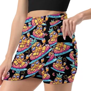 Summer Pineapple Orange Juice Women's Skort Athletic Skirt Golf Skorts A-line Skirts with Built-in Shorts Pockets