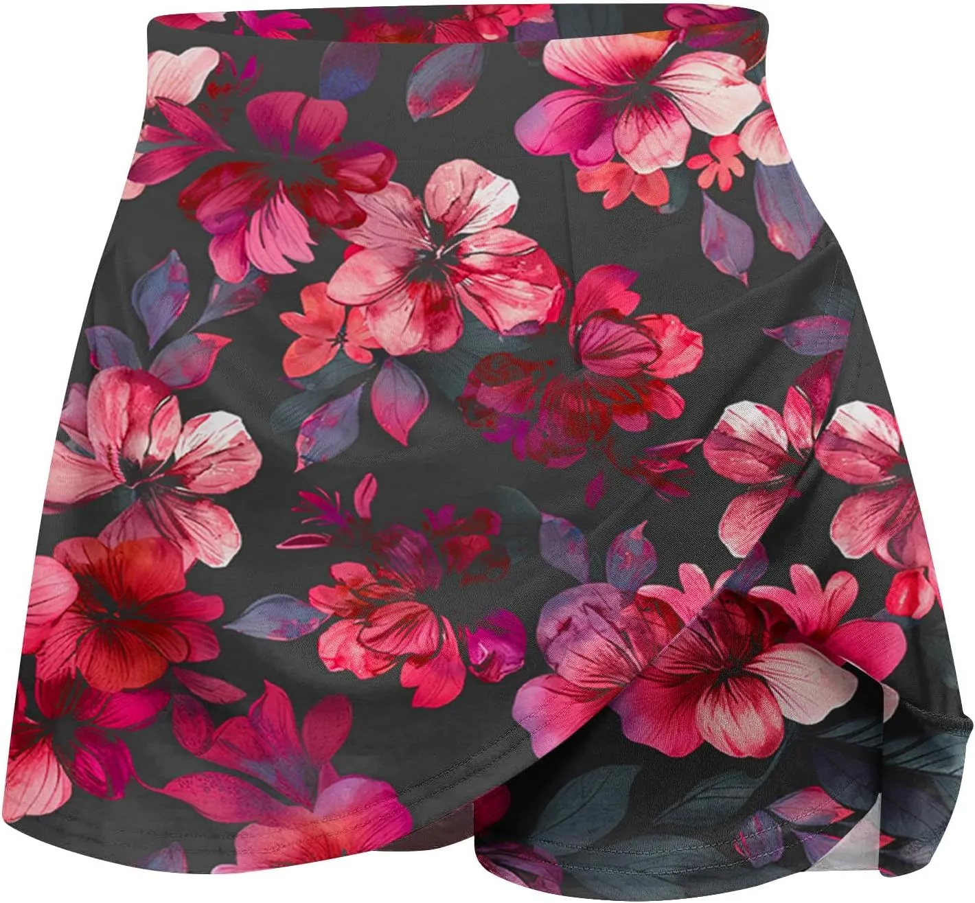 Summer Skorts for Women 2024 Trendy Floral Print High Waisted Flowy Skorts Casual Comfy Sport Skirts with Shorts