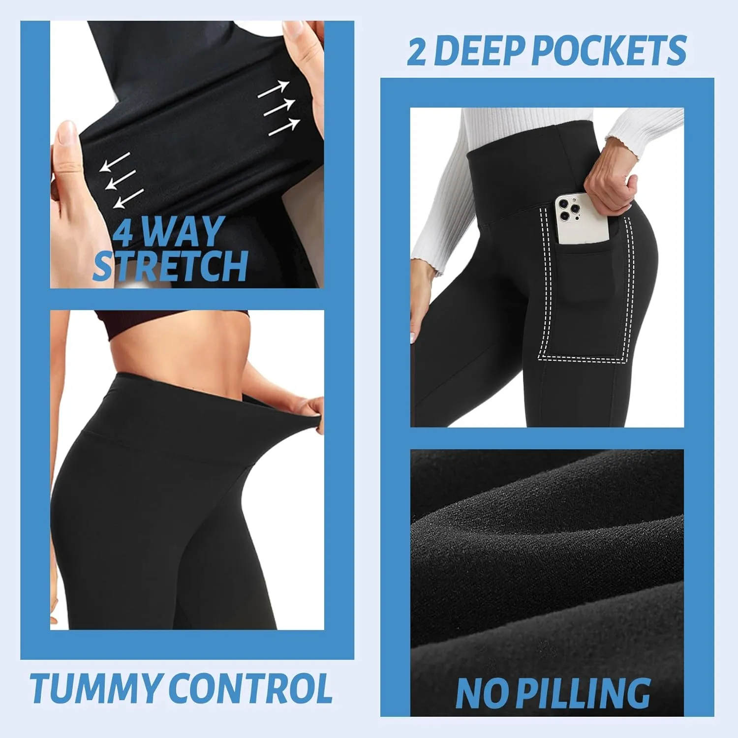 Sundwudu 5 Pack Leggings for Women Tummy Control, Soft High Waisted Black Yoga Pants for Workout Reg & Plus Size