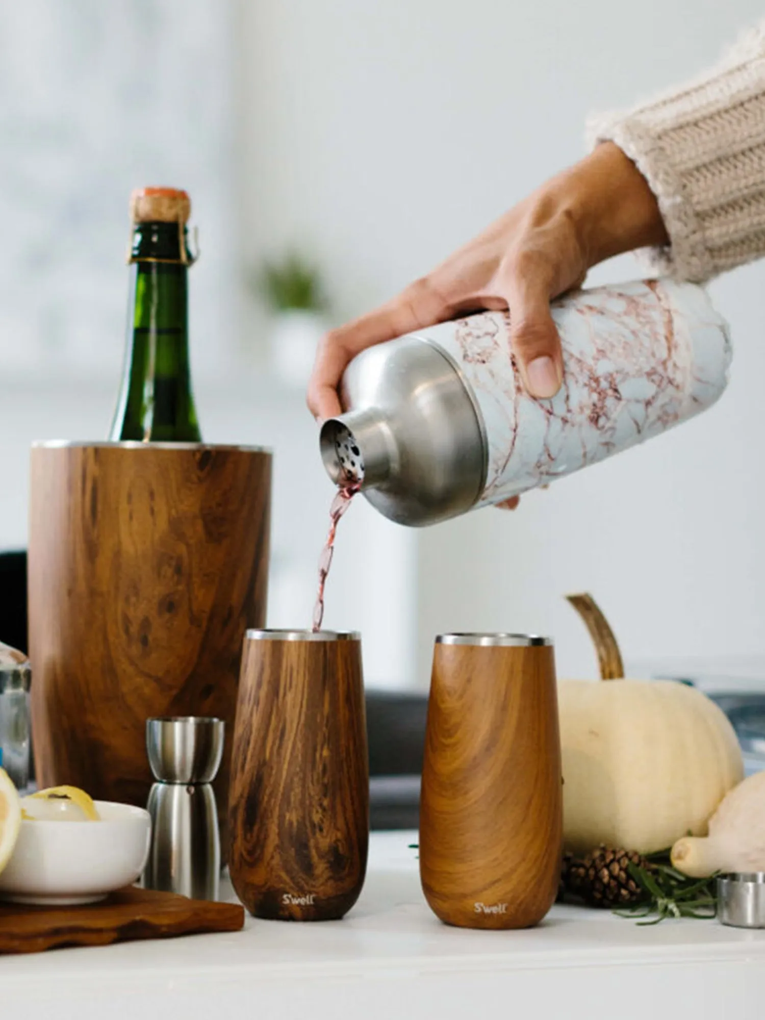 S'well 18oz Calacatta Gold Cocktail Shaker Set