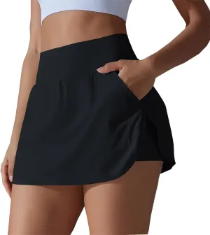 Tennis Gym Skirts for Women with Pockets and Shorts High Waisted Tummy Control Summer Workout Runinng Skorts
