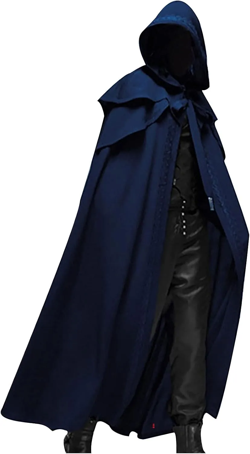 tuduoms Unisex Men's Medieval Cape Cloak w Hood Halloween Cosplay Costumes Assassin Hooded Long Cloak Gothic Witch Tunic Cape