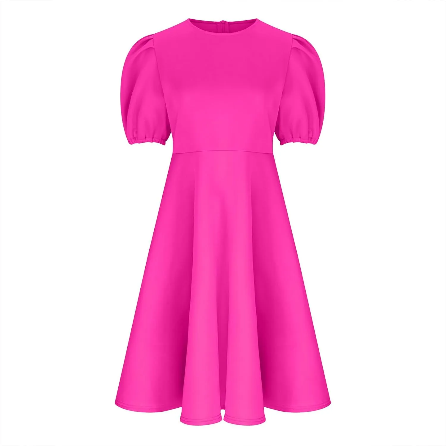 Uillui Plus Size Dress for Women Bubble Sleeve Tapered Waist a Line Dress Flowy Swing Dress Formal Cocktail Prom Party Dress