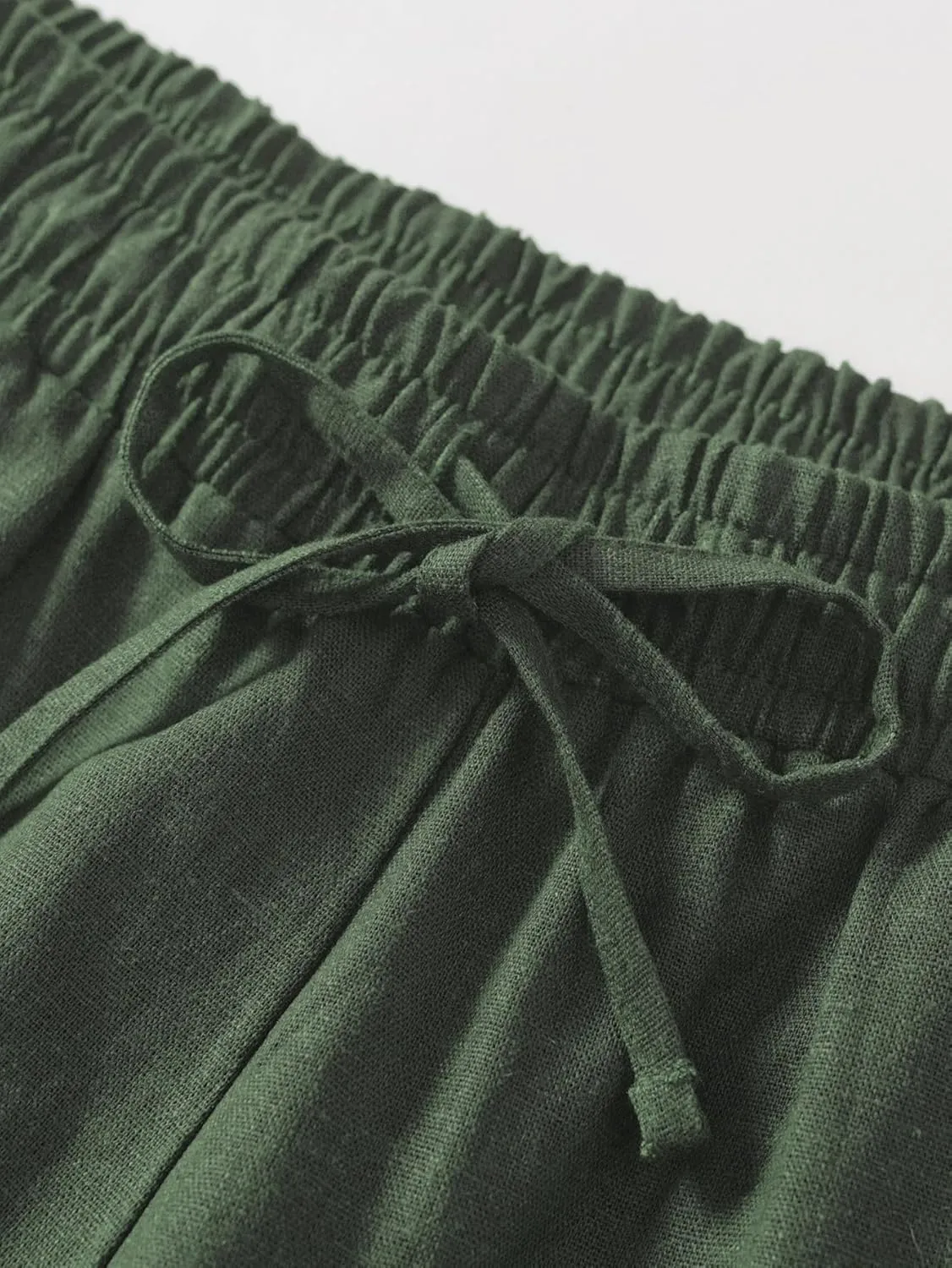 Weintee Women's Linen Capris Wide Leg Cropped Pants with Pockets