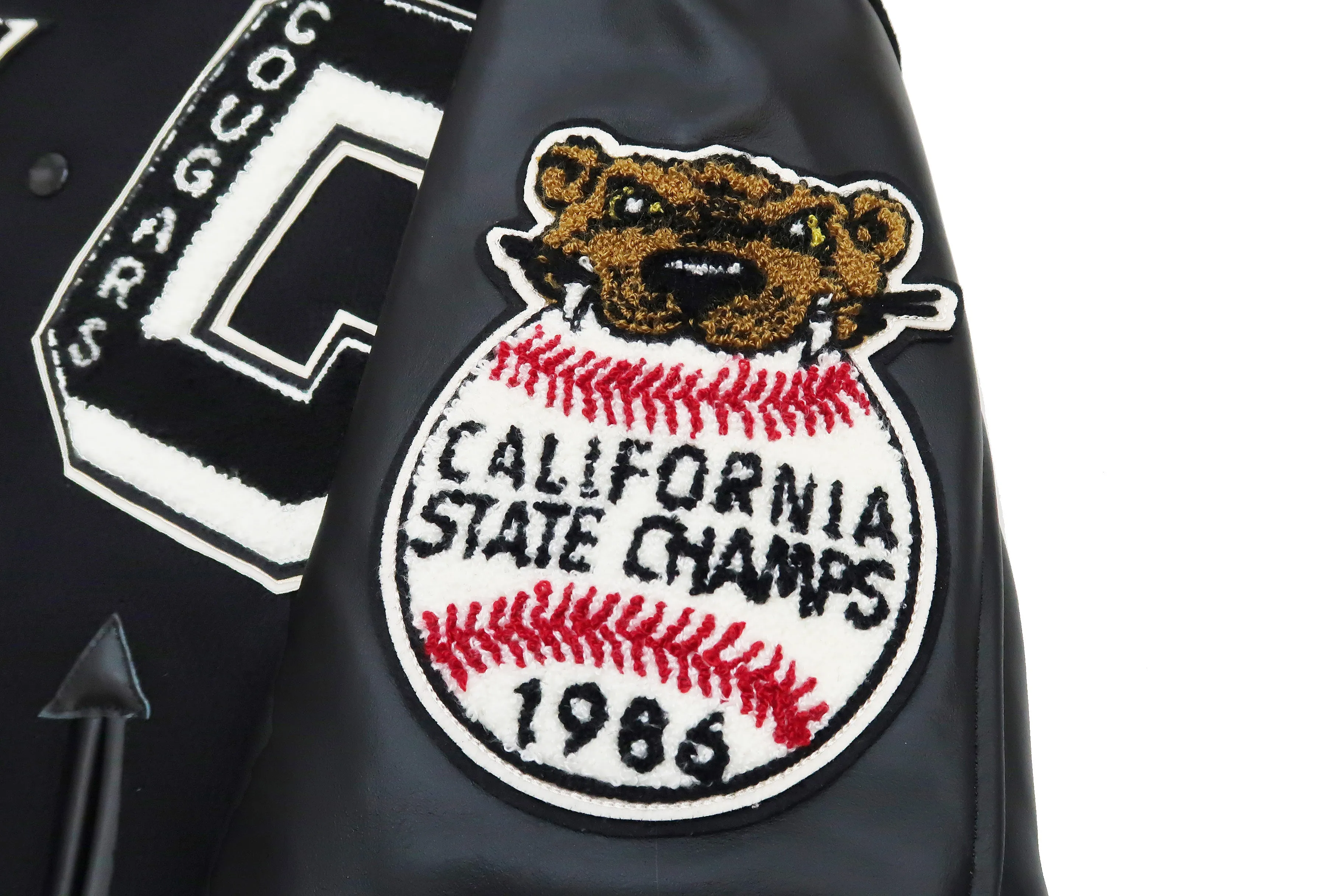 Whitesville Varsity Jacket Men's Letterman Jacket Melton x Leather Award Jacket WV15166 WV15166-119 Black x Black COUGARS
