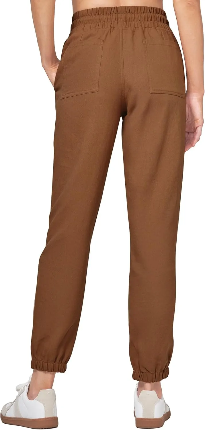 Willit Women Linen Pants Joggers Casual Lightweight Lounge Cotton Linen Travel Beach Summer Pants with Pockets 28"